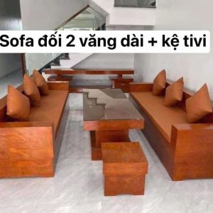 Sofa đối 2 văng dài,  kệ TiVi
